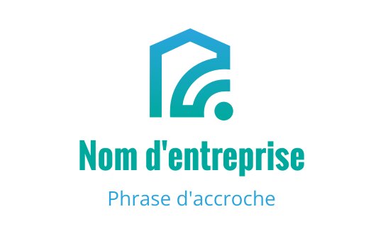 Logo moderne bleu et turquoise avec un contour de maison et des lignes courbes