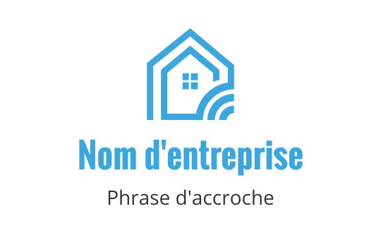 Logo de maison moderne bleue avec un toit stylisé et des lignes courbes