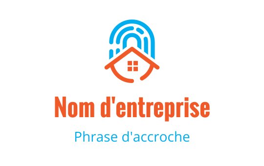 Design de logo moderne avec une maison et une empreinte digitale en bleu et orange