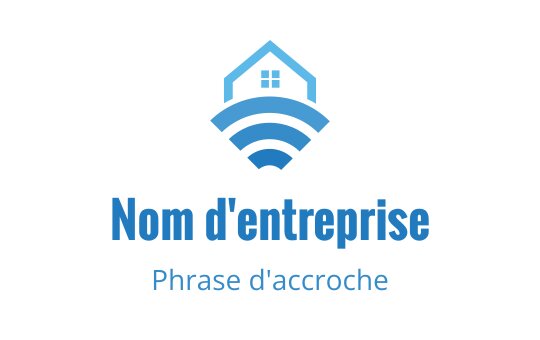 Logo moderne bleu représentant une maison et des ondes de signal