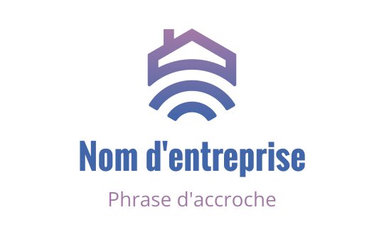Design de logo moderne avec une silhouette de maison et des ondes en bleu et violet