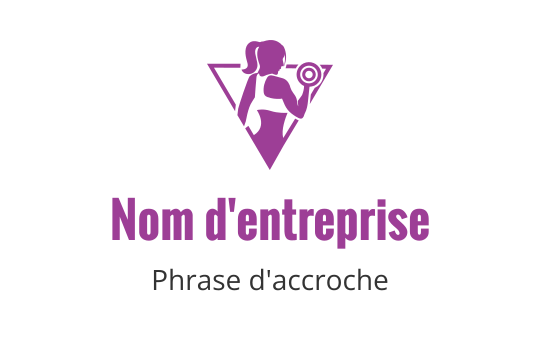 Logo audacieux avec une figure stylisée soulevant un poids en rose
