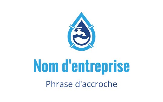 Logo design moderne en bleu avec une goutte d'eau et silhouette de robinet