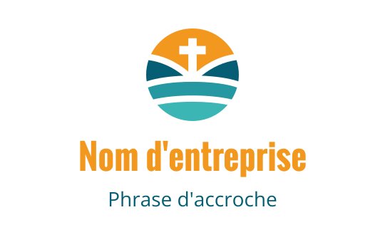 Design de logo moderne avec une croix au-dessus de vagues superposées en bleu et orange