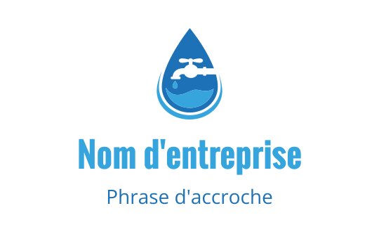 Logo design moderne en forme de goutte d'eau bleue avec silhouette de robinet