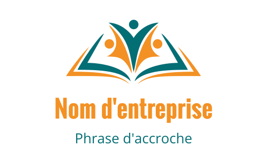Logo coloré avec des figures abstraites au-dessus d'un livre ouvert
