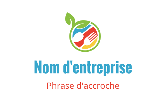 Logo circulaire coloré avec une feuille, une fourchette et une cuillère
