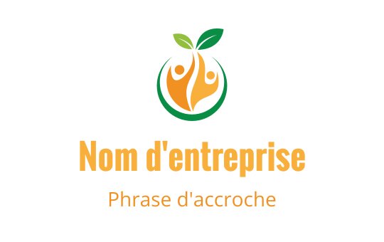 Design de logo moderne avec une feuille verte et des figures abstraites orange