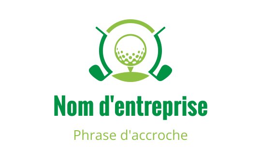 Design de logo de golf moderne avec une balle et des clubs en tons verts