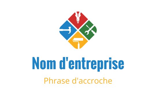 Logo design coloré en forme de diamant avec des outils dans chaque quadrant