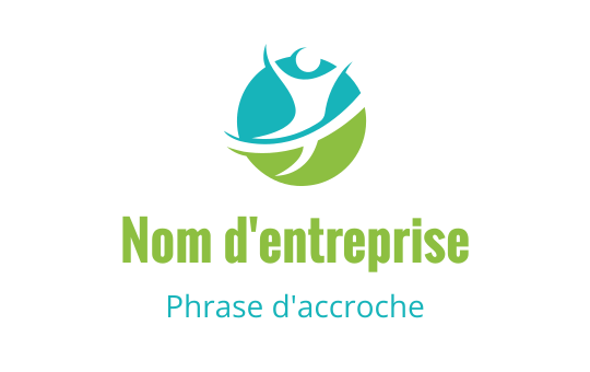 Logo dynamique avec une figure stylisée dans des cercles bleus et verts