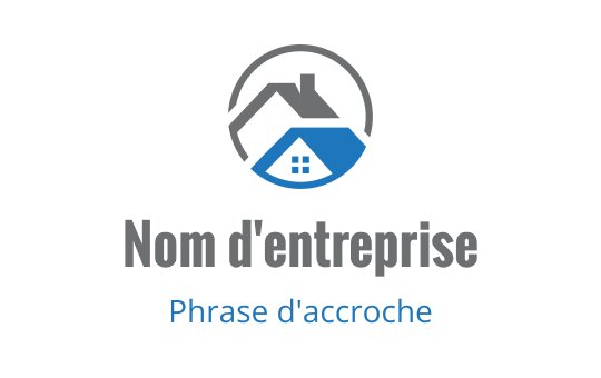 Logo de maison moderne avec un toit bleu et un contour circulaire