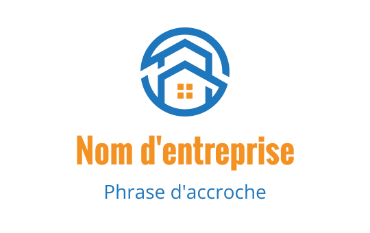 Logo de maison moderne avec des éléments bleus et oranges