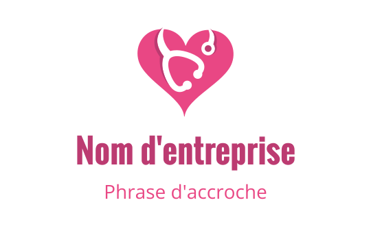 Logo en forme de cœur avec un stéthoscope dans des tons roses