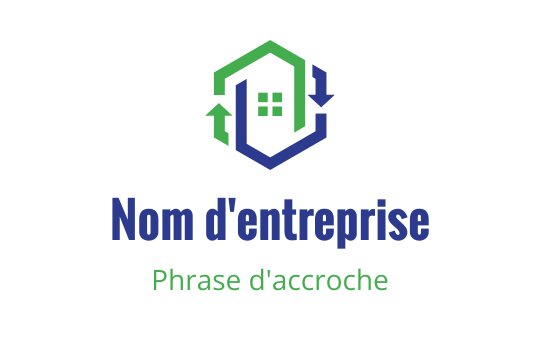 Design de logo moderne avec une maison et des flèches vertes et bleues