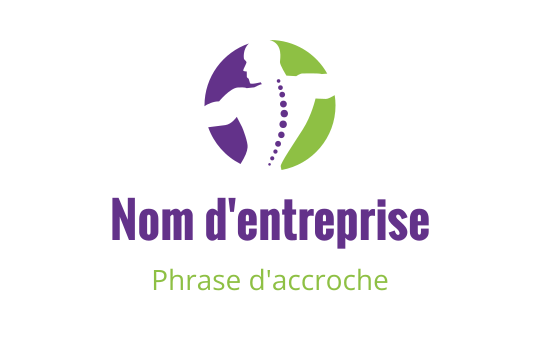 Design de logo dynamique avec une silhouette et une colonne vertébrale en violet et vert