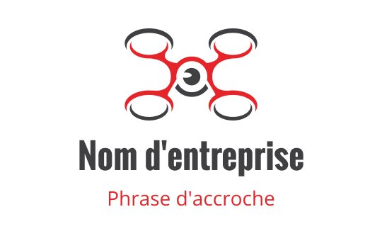 Design de logo moderne de drone avec des accents rouges et des hélices circulaires