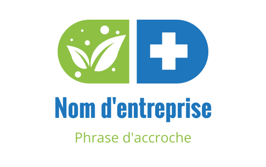 Design de logo moderne avec une feuille verte et une croix médicale bleue