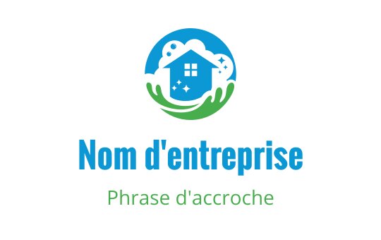 Design de logo moderne avec une maison entourée de mains vertes et d'éléments bleus