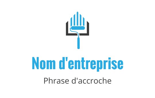 Design de logo moderne avec un rouleau de peinture et des rayures verticales bleues