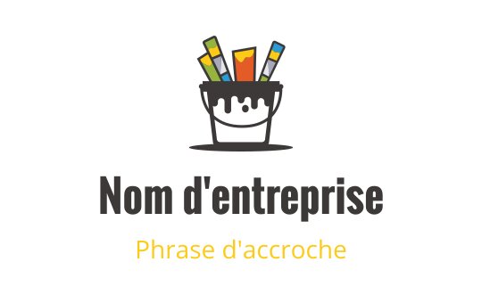 Logo ludique représentant un seau de peinture souriant avec des pinceaux colorés