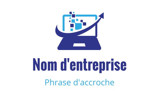 Design de logo moderne avec un ordinateur portable, des éléments numériques et une flèche ascendante