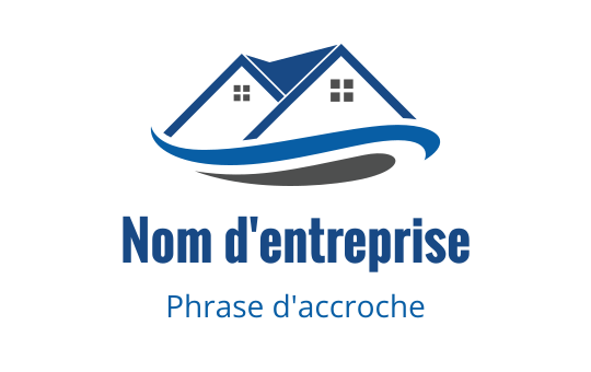 Design de logo moderne avec deux maisons stylisées et un élément de vague fluide