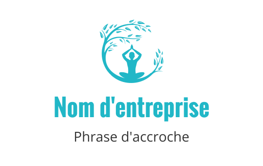 Logo design serein avec une figure en méditation entourée de branches feuillues