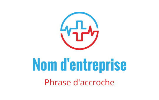 Design de logo moderne avec une croix médicale rouge et bleue et une ligne de rythme cardiaque