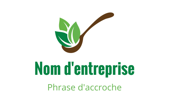 Design de logo moderne avec une cuillère et des feuilles vertes