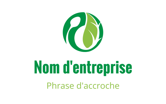 Logo moderne vert avec une feuille stylisée et une forme circulaire