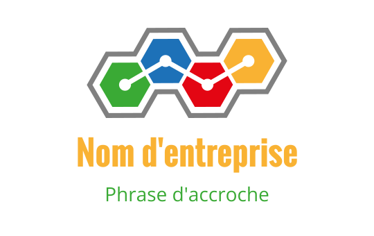 Logo design hexagonal coloré avec des formes interconnectées en vert, rouge, bleu et jaune