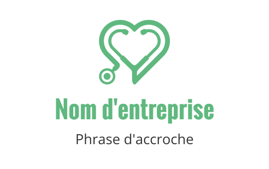 Logo moderne en forme de cœur avec un stéthoscope vert