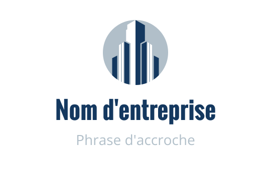 Design de logo circulaire moderne avec des gratte-ciel bleus sur fond clair