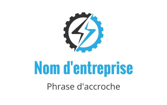 Design de logo moderne avec un engrenage et un éclair en bleu et noir
