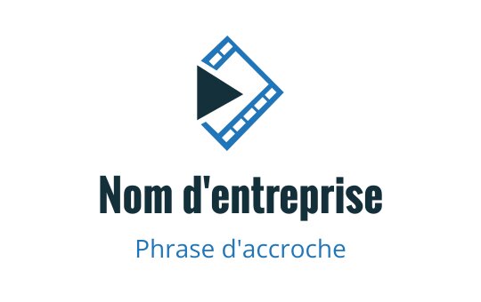 Design de logo moderne avec une pellicule et un bouton de lecture en bleu