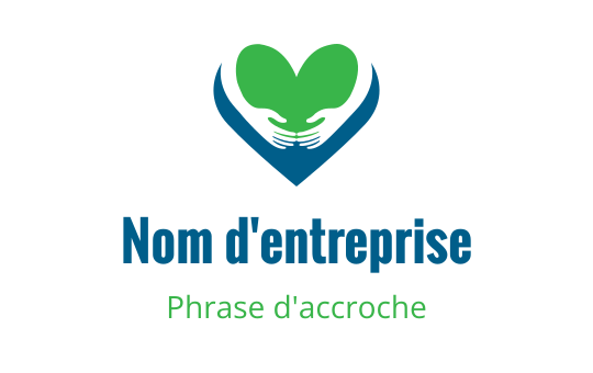 Logo en forme de cœur avec des éléments verts et bleus