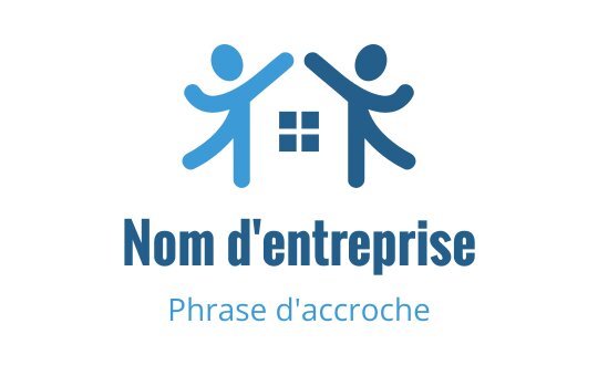 Logo amical avec deux figures et un contour de maison