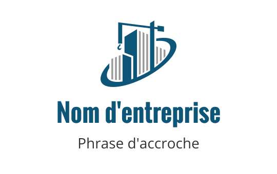 Design de logo moderne avec un bâtiment stylisé et une balance en bleu