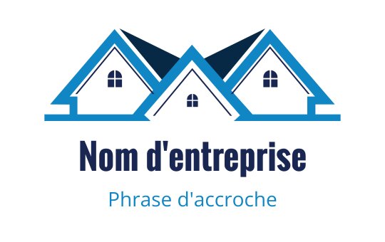 Design de logo moderne avec trois maisons stylisées bleues et des fenêtres