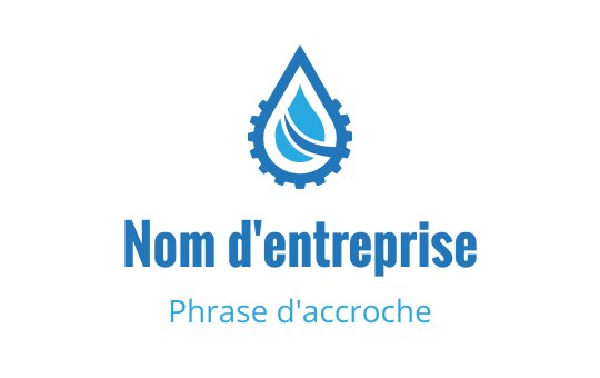 Logo design moderne en forme de goutte d'eau bleue avec des éléments d'engrenage