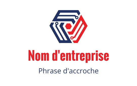 Design de logo hexagonal moderne avec des motifs de circuit rouges et bleus