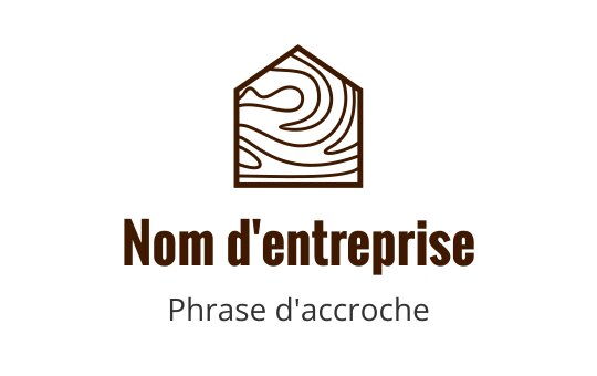 Logo de maison stylisé avec des motifs de lignes ondulées en marron