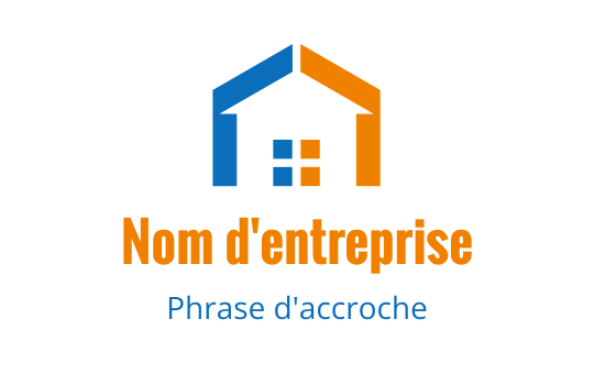 Logo de maison moderne avec des éléments bleus et oranges