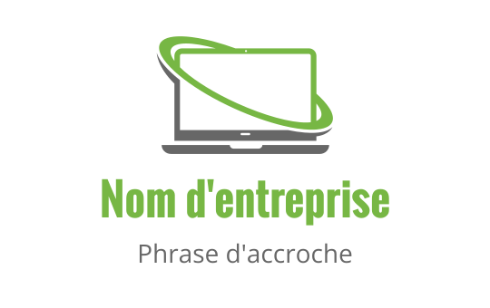 Design de logo moderne d'ordinateur portable avec une ligne orbitale verte