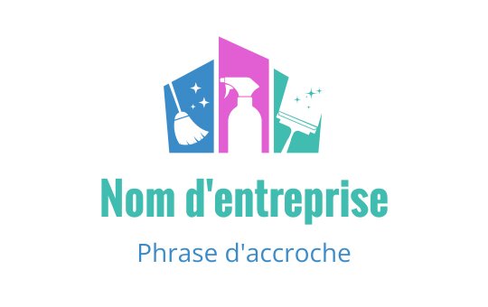 Logo coloré avec des outils de nettoyage et un flacon pulvérisateur
