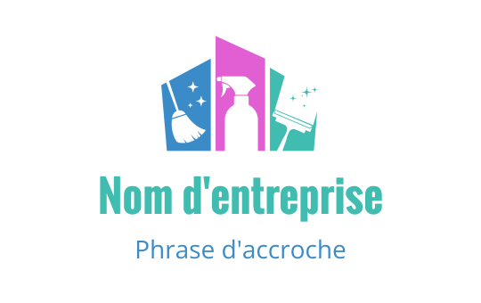 Logo coloré avec des outils de nettoyage et un flacon pulvérisateur