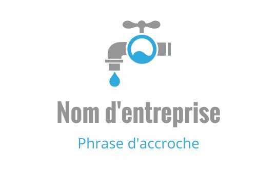 Logo de robinet moderne avec une goutte d'eau bleue et des accents gris