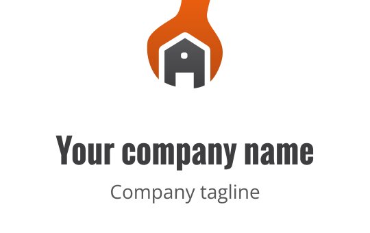 Logo audacieux avec un engrenage orange, des accents marron et du texte gris