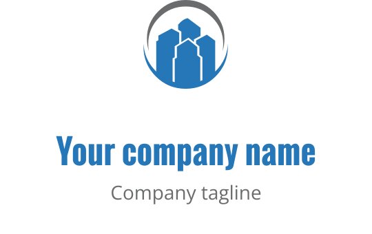 Logo design moderne de skyline bleu avec contour circulaire